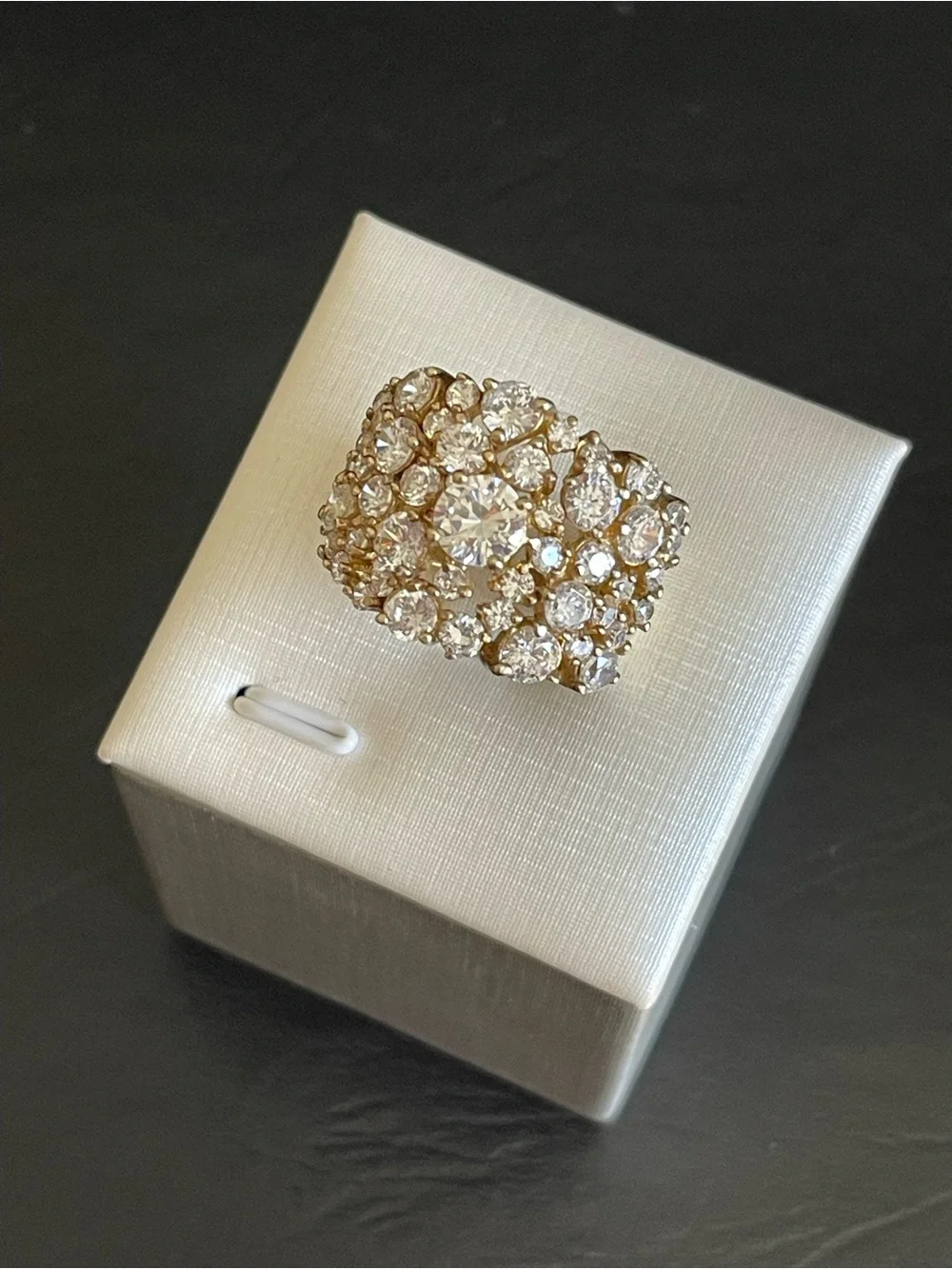 Gold over 925 sterling silver CZ Cluster  Ring.